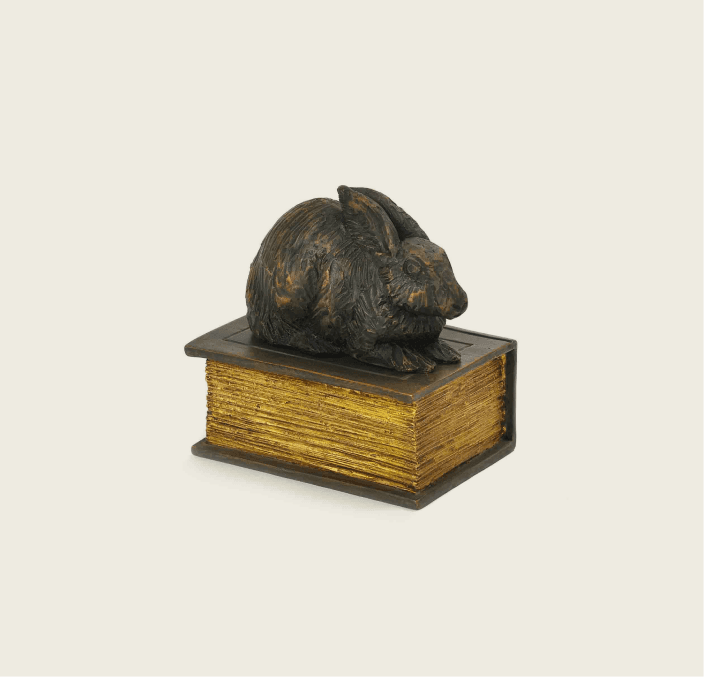 Rabbit On Book Urn