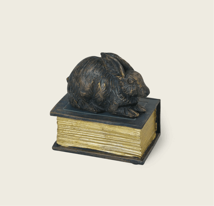Rabbit On Book Urn 2