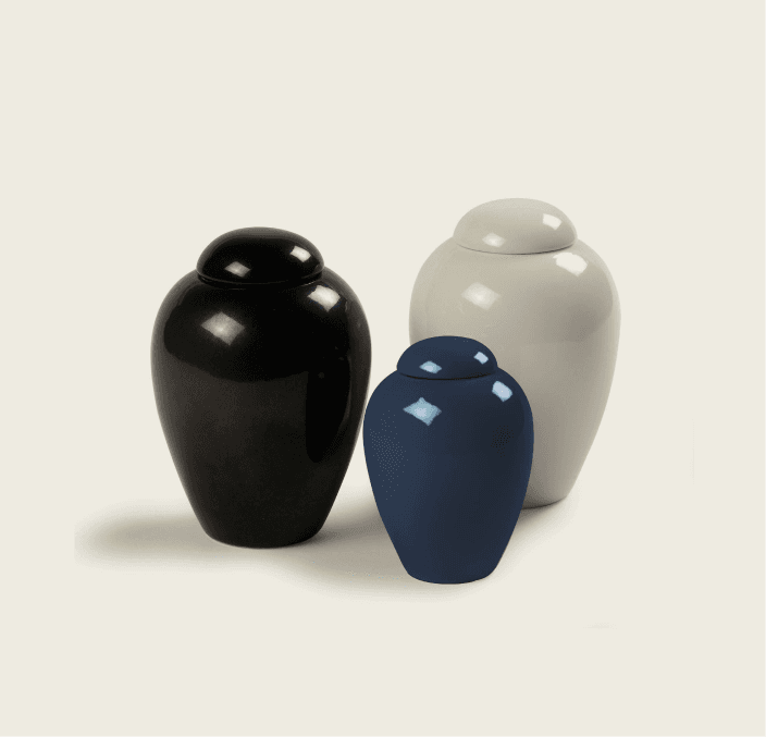 Serenity Glazed Porcelain Urn – 370cc (Black / Blue / White)