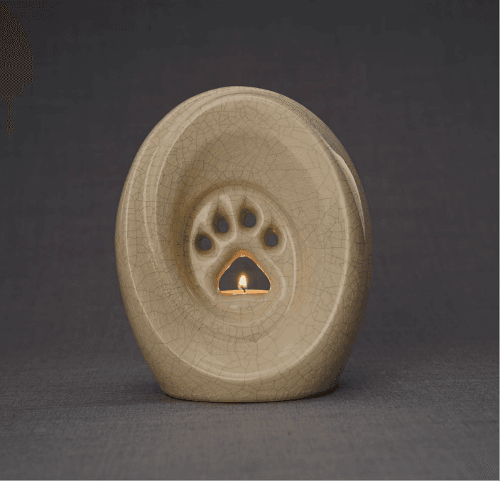 Paw Print Urn (Craquelure Glaze / Oily Green Glaze)