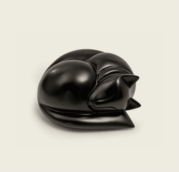 Sleeping Cat Resin Urn (Black / White)
