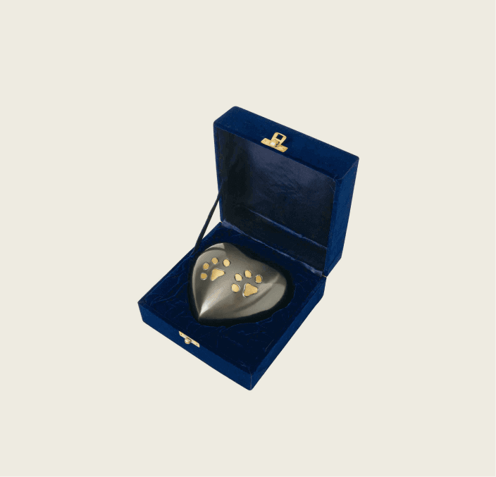 Brushed Metal Heart – 400 cc (Paw Print Motif) 2