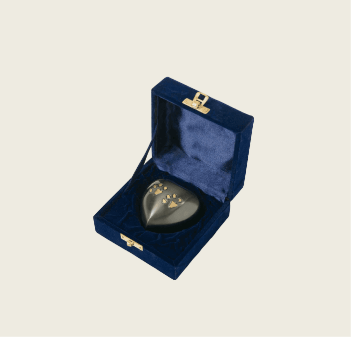 Brushed Metal Heart – 60 cc (Paw Print Motif) 2