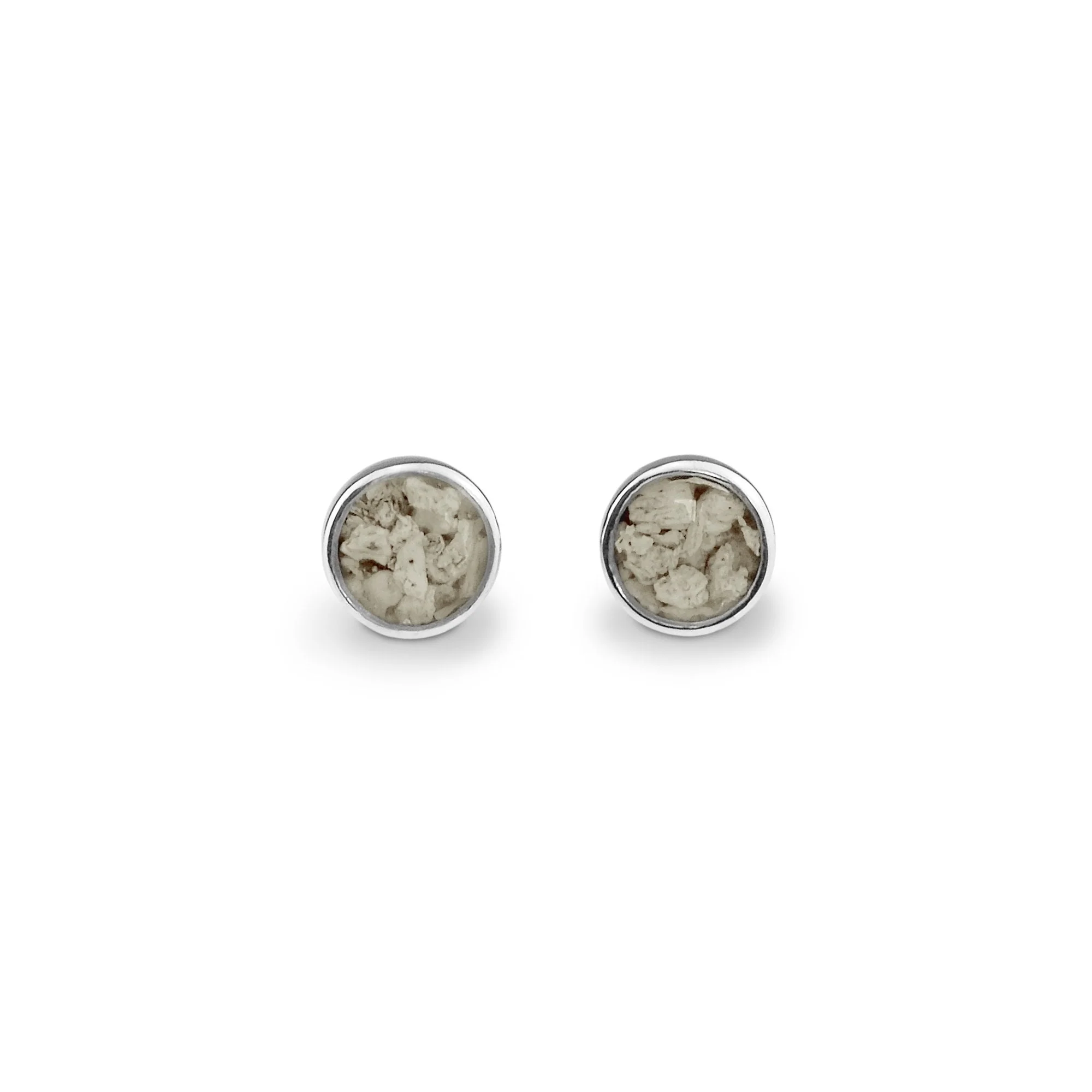 EverWith Ladies Classic Round Memorial Ashes Earrings (9k White Gold)