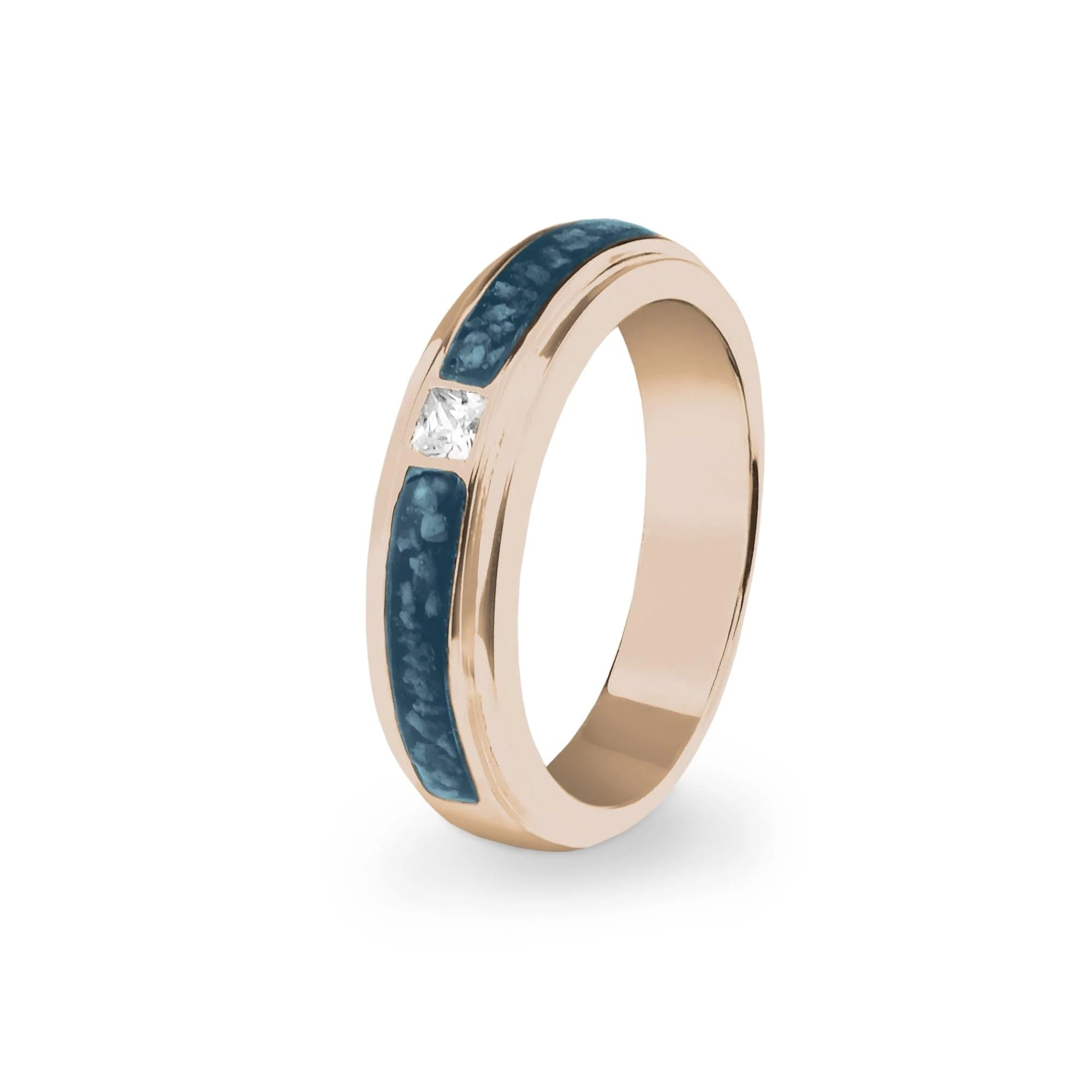 EverWith Unisex Remembrance Memorial Ashes Ring with Fine Crystal (9k Rose Gold)